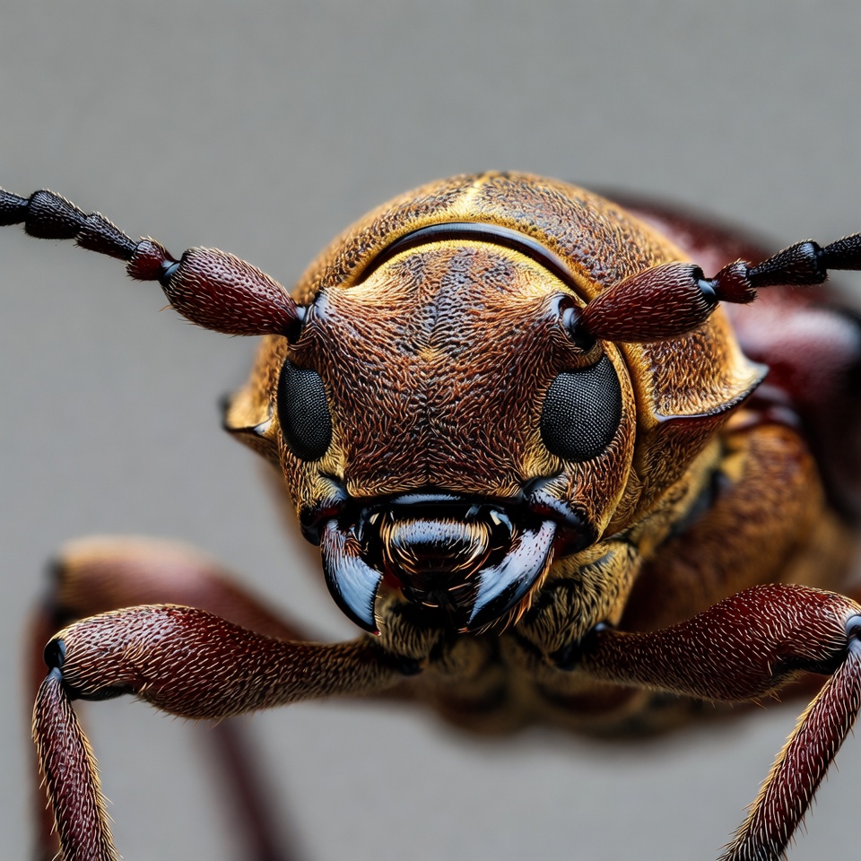 Close view of a beetle in focus Close view of a beetle in focus