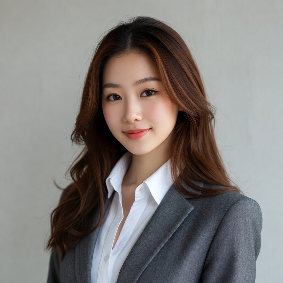 Woman in business attire poses for camera Woman in business attire poses for camera