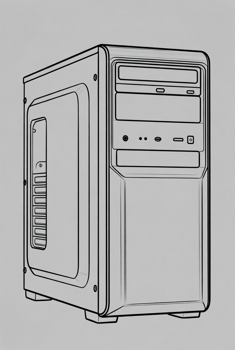 Computer tower in simple design Computer tower in simple design