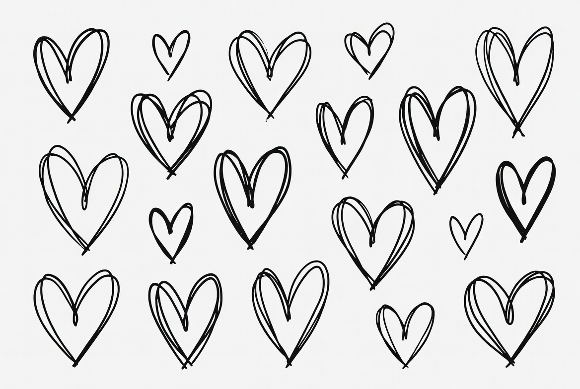 Hand drawn hearts in various sizes Hand drawn hearts in various sizes