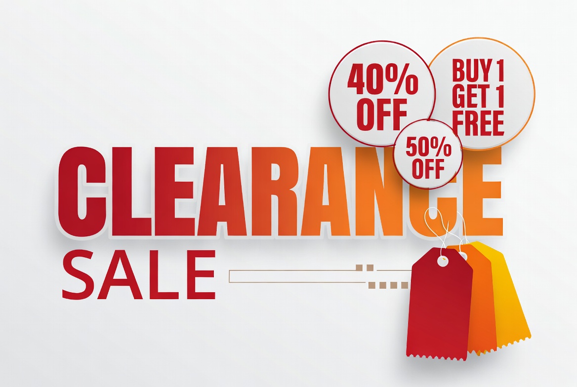 Clearance sale with discounts and offers Clearance sale with discounts and offers