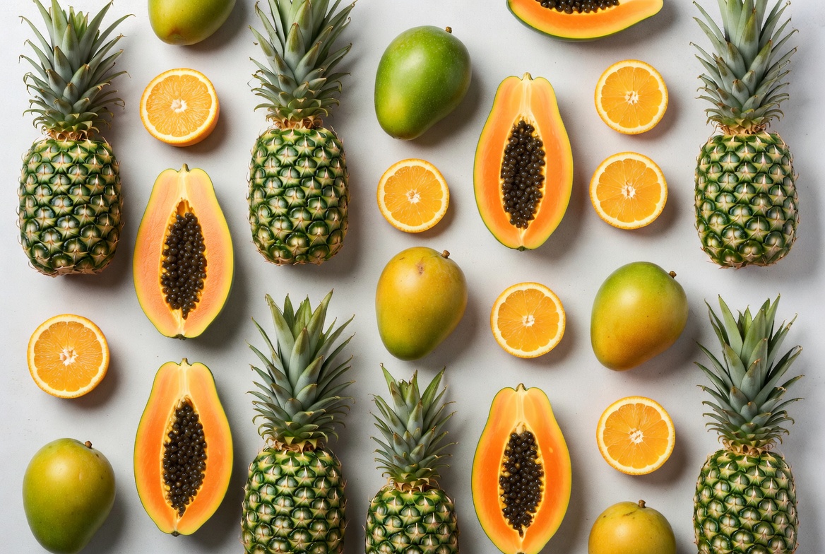 Fresh fruits on a light background Fresh fruits on a light background