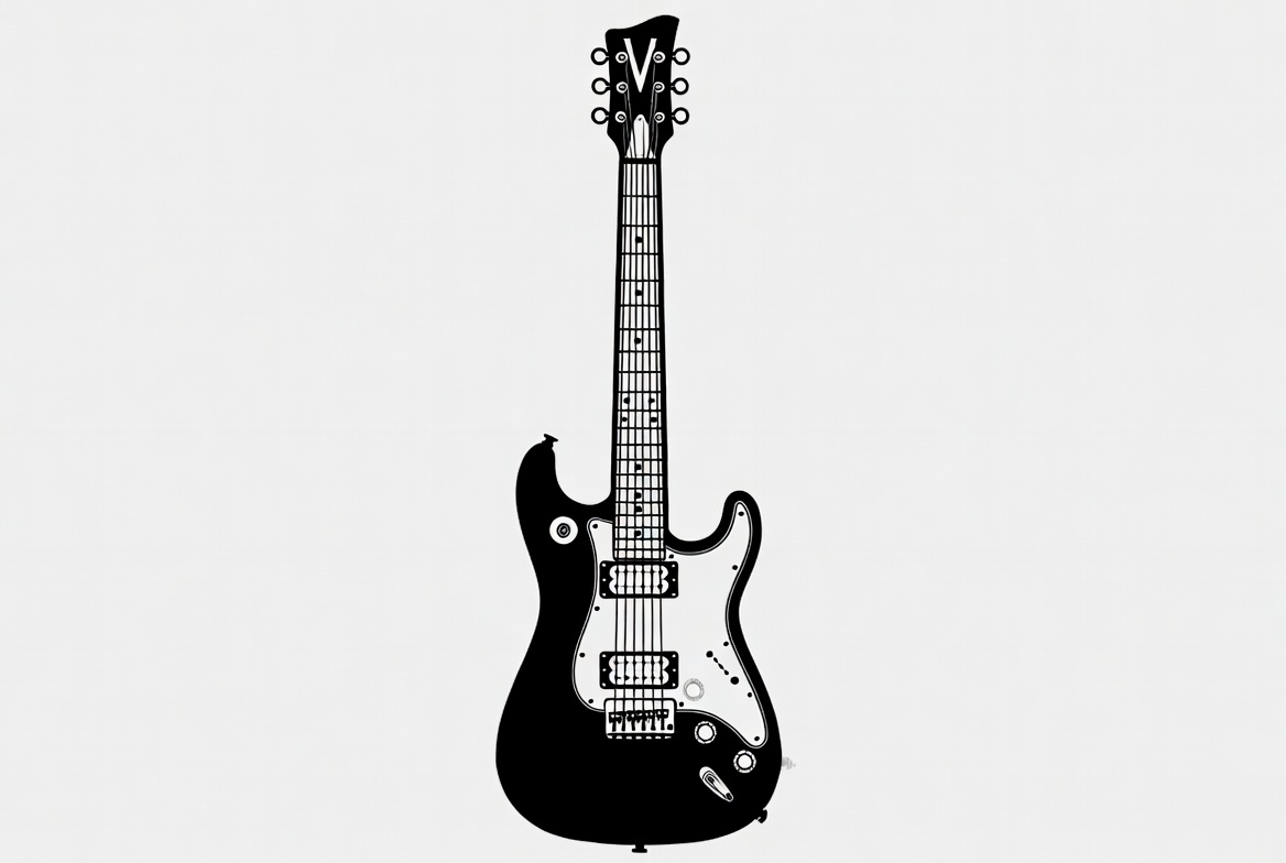 Black electric guitar illustration design Black electric guitar illustration design