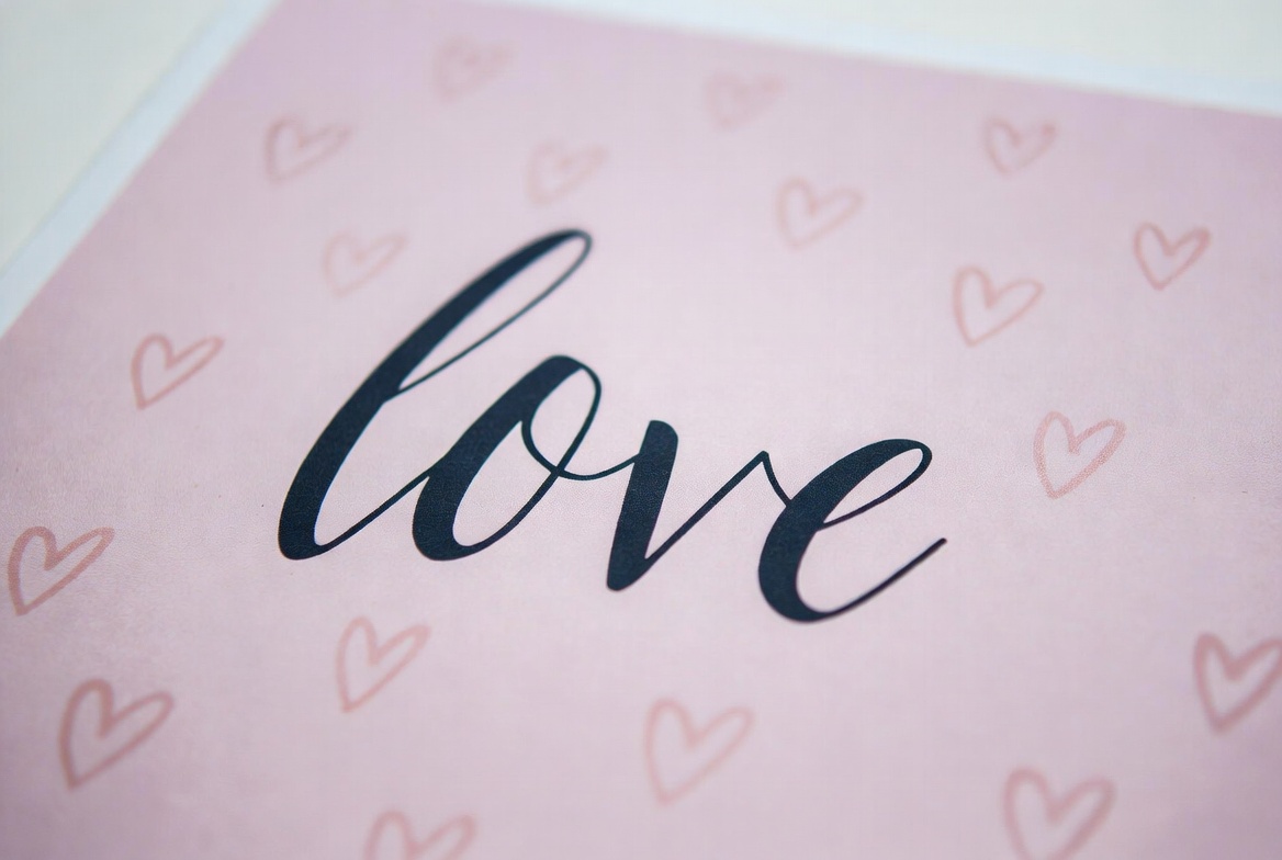 Love written on pink paper Love written on pink paper