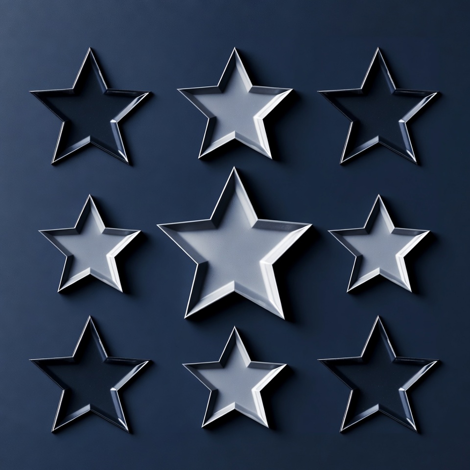 Metal star shapes on blue background Metal star shapes on blue background