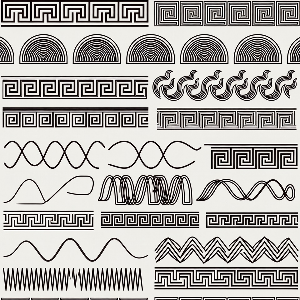 Patterns of line art designs and shapes Patterns of line art designs and shapes