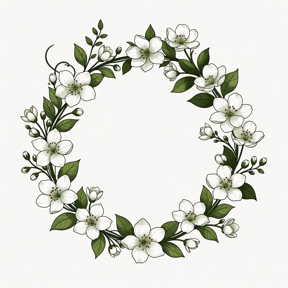 White flower wreath design for decoration White flower wreath design for decoration