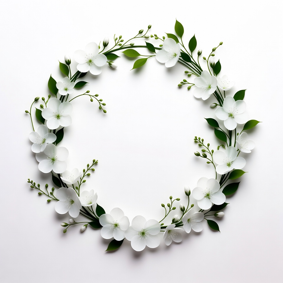 Floral wreath on white background Floral wreath on white background