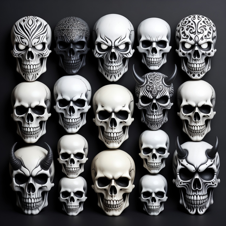 Collection of various skull designs Collection of various skull designs