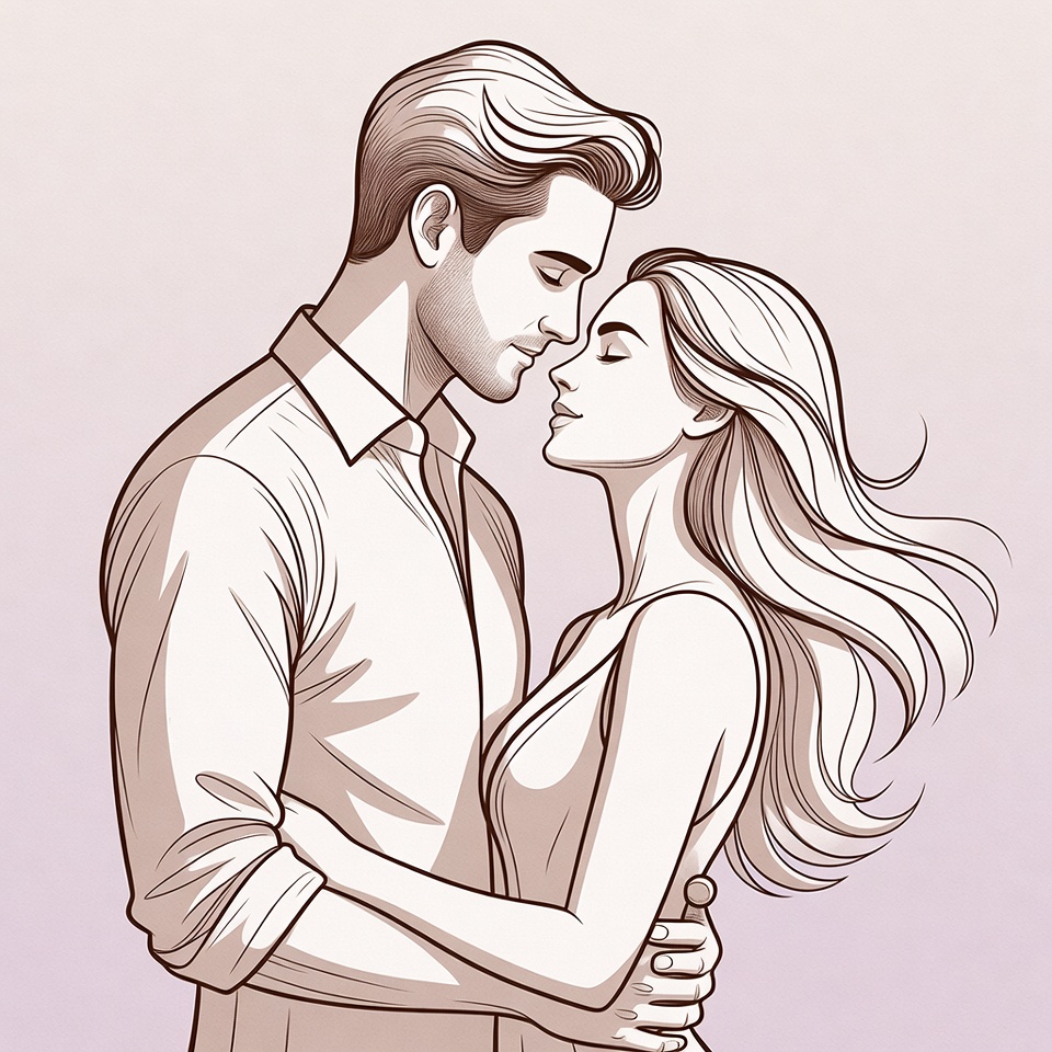 Couple embracing with gentle affection Couple embracing with gentle affection