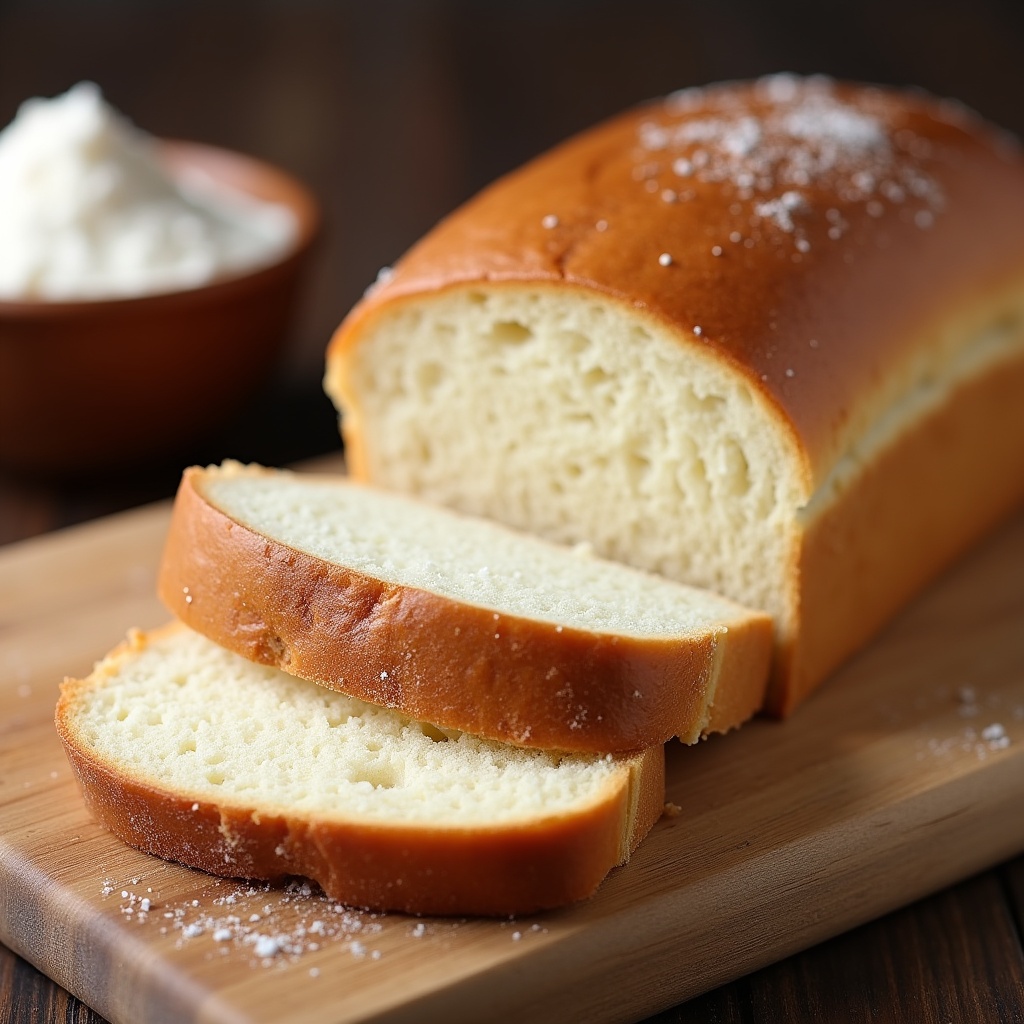 Freshly baked bread on wooden board Freshly baked bread on wooden board