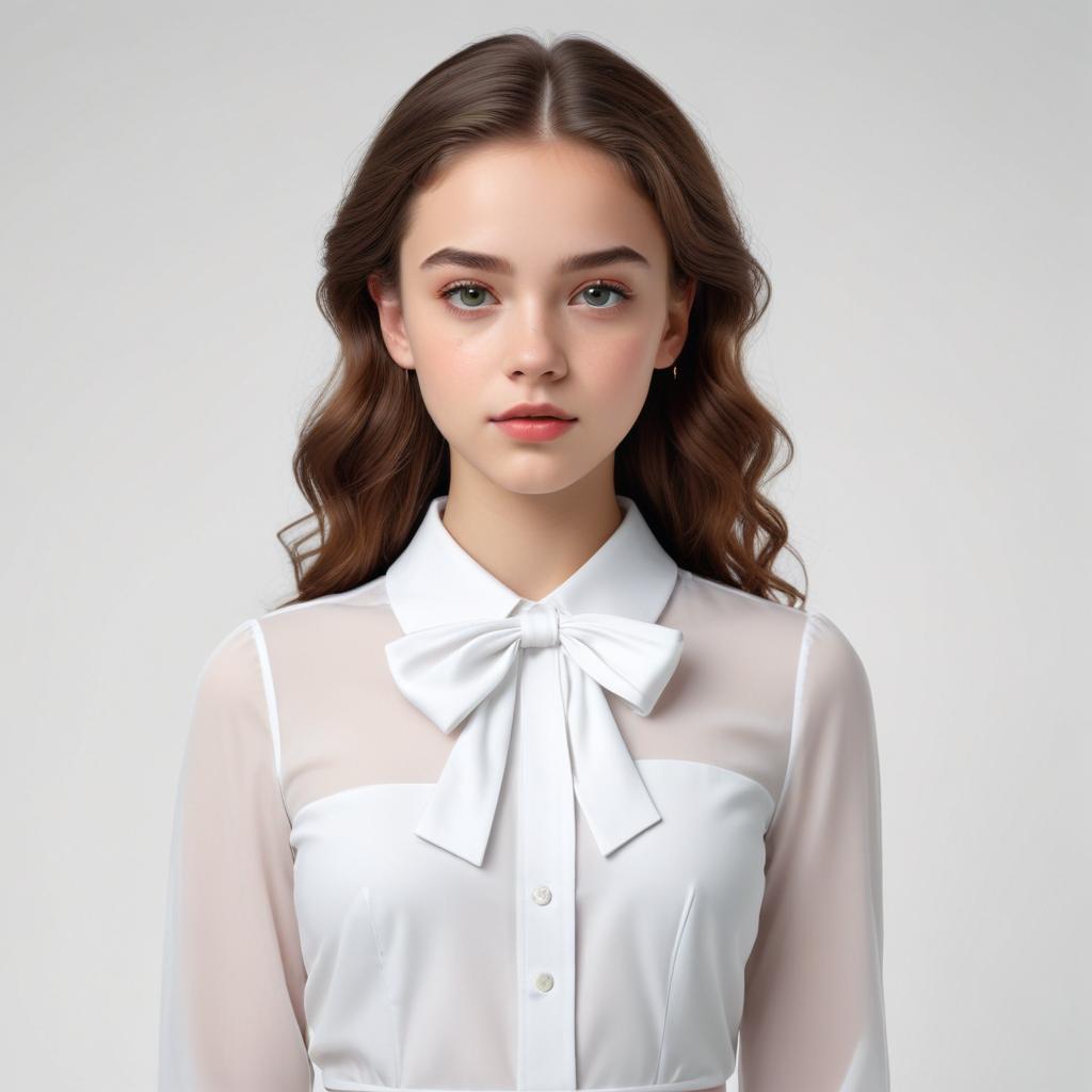 Young woman poses in white blouse Young woman poses in white blouse