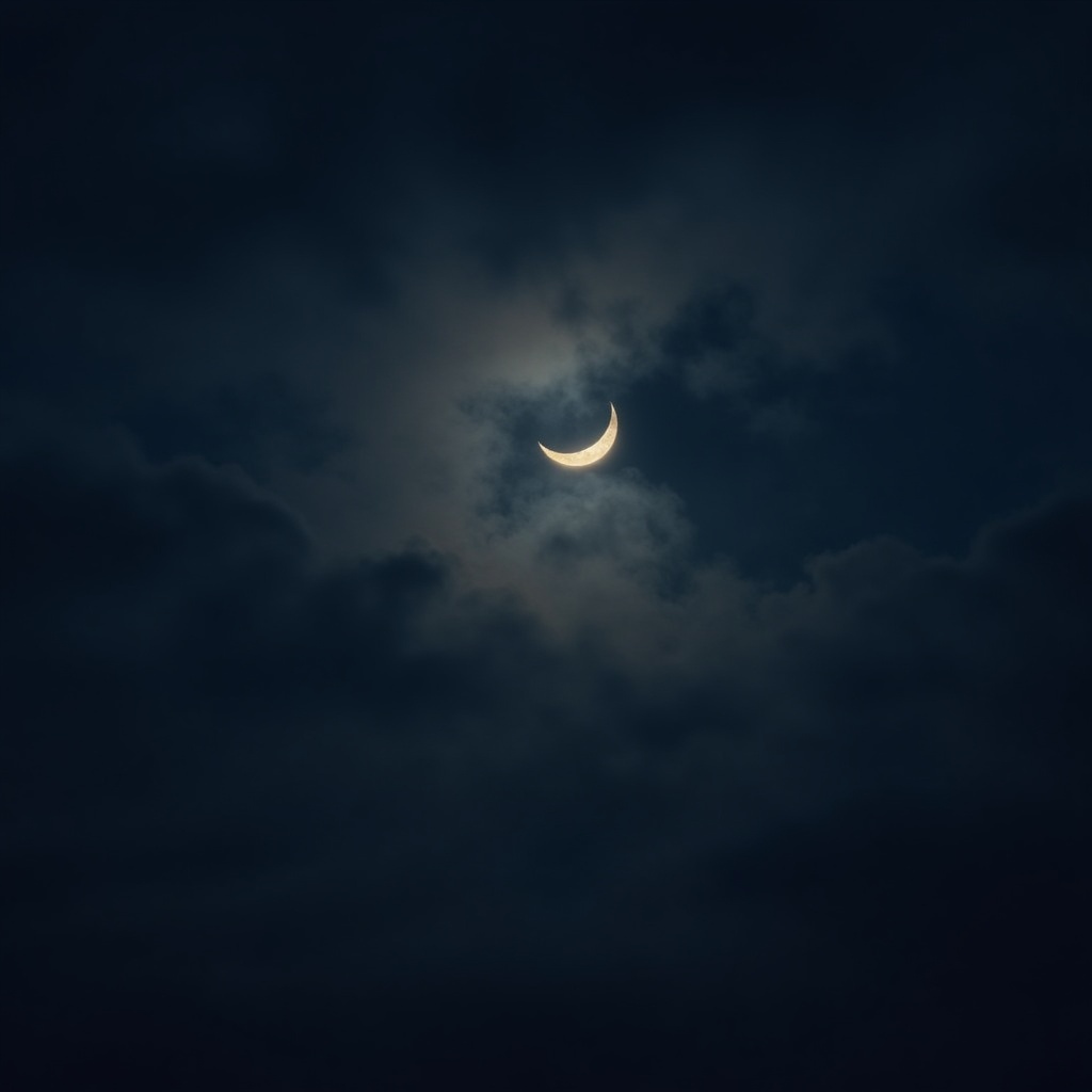 Moon peeking through dark clouds Moon peeking through dark clouds