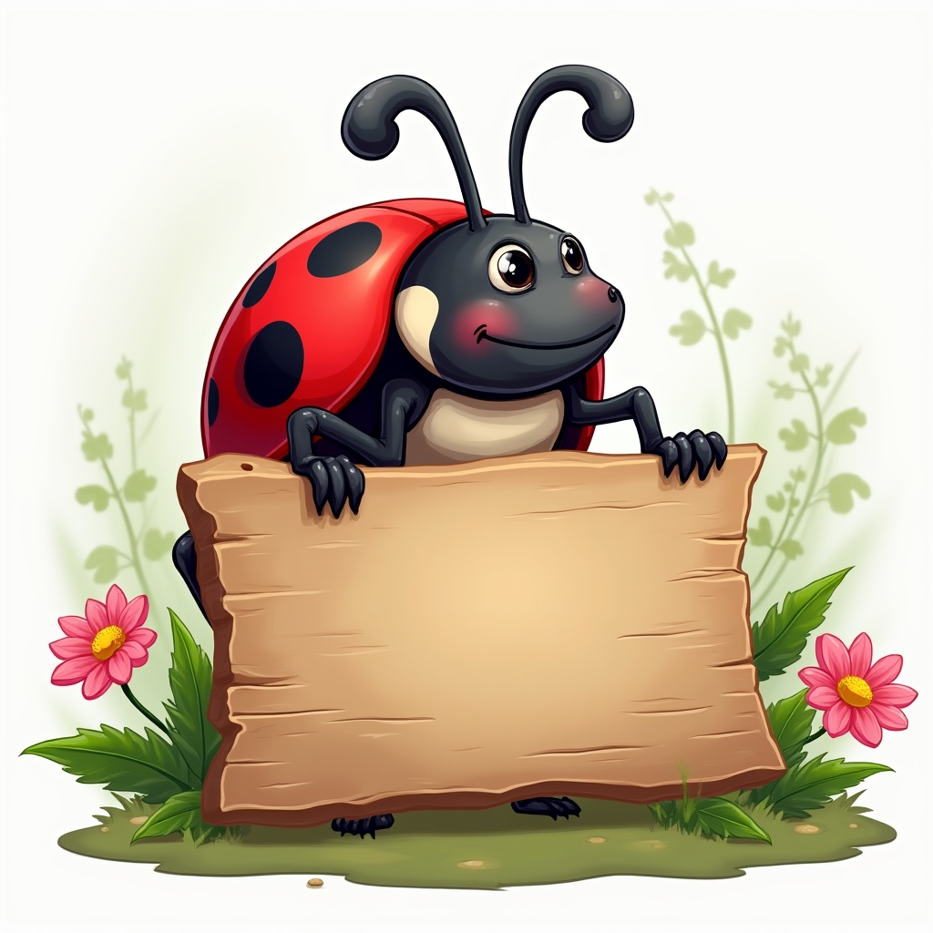Cute ladybug holding sign Cute ladybug holding sign