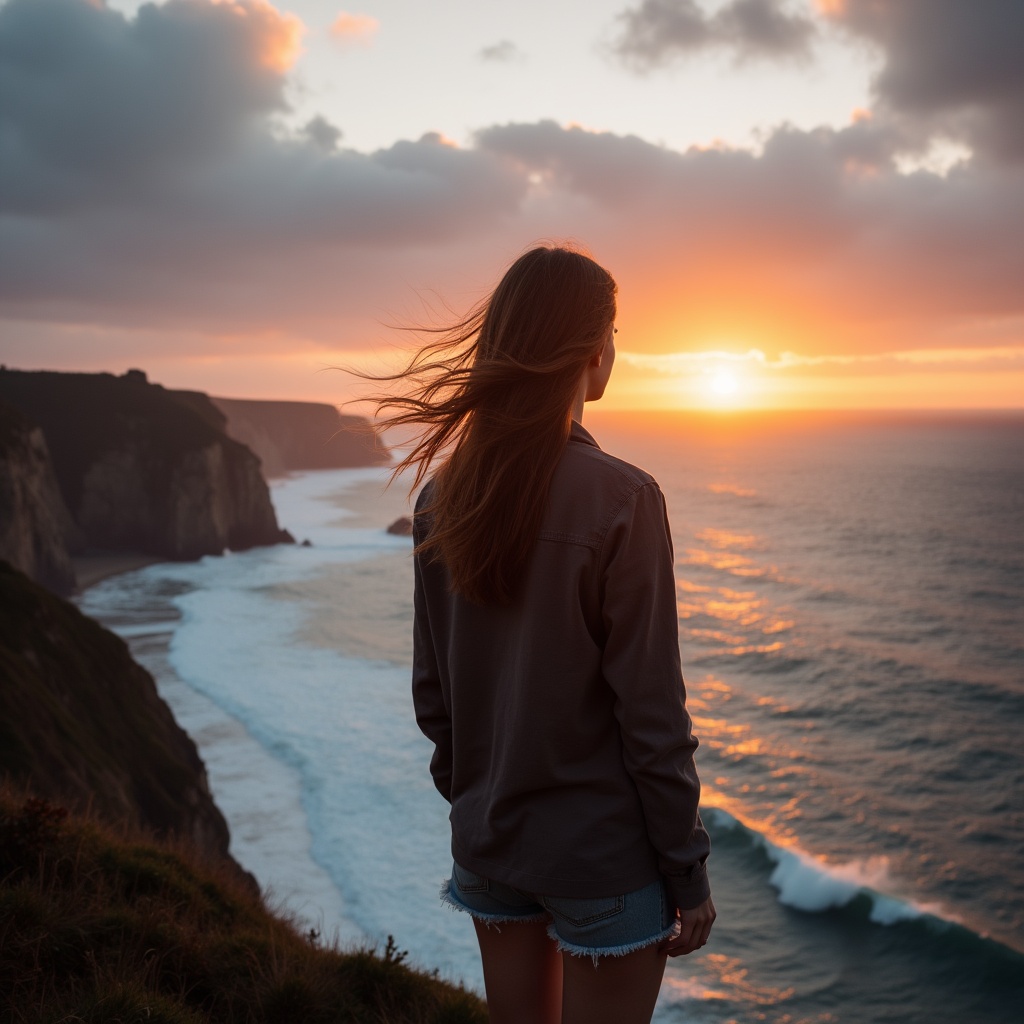 Watching sunset by the ocean Watching sunset by the ocean