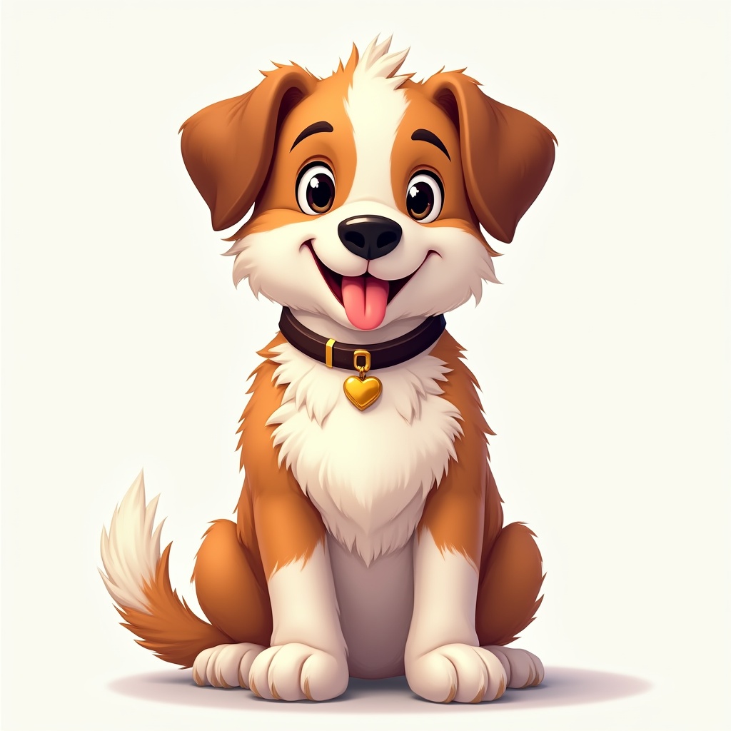 Happy cartoon dog sits friendly Happy cartoon dog sits friendly