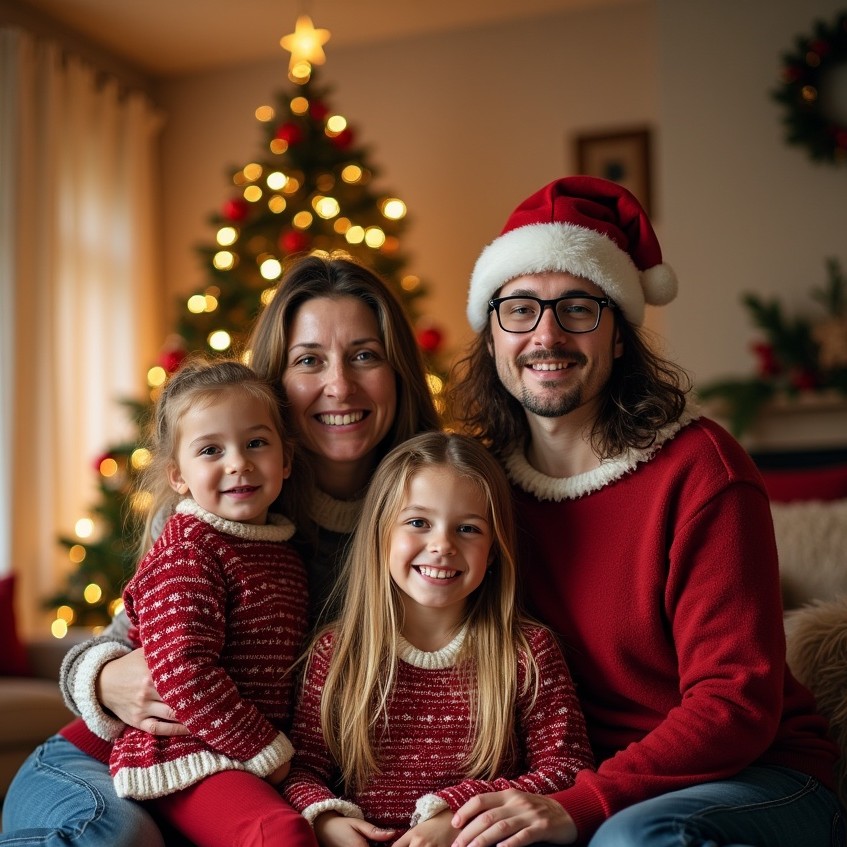 Family by the christmas tree Family by the christmas tree