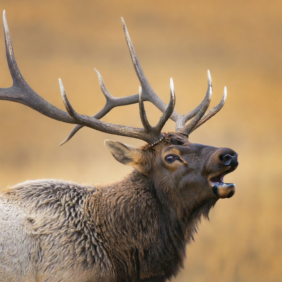 Elk calling in a grassy field Elk calling in a grassy field