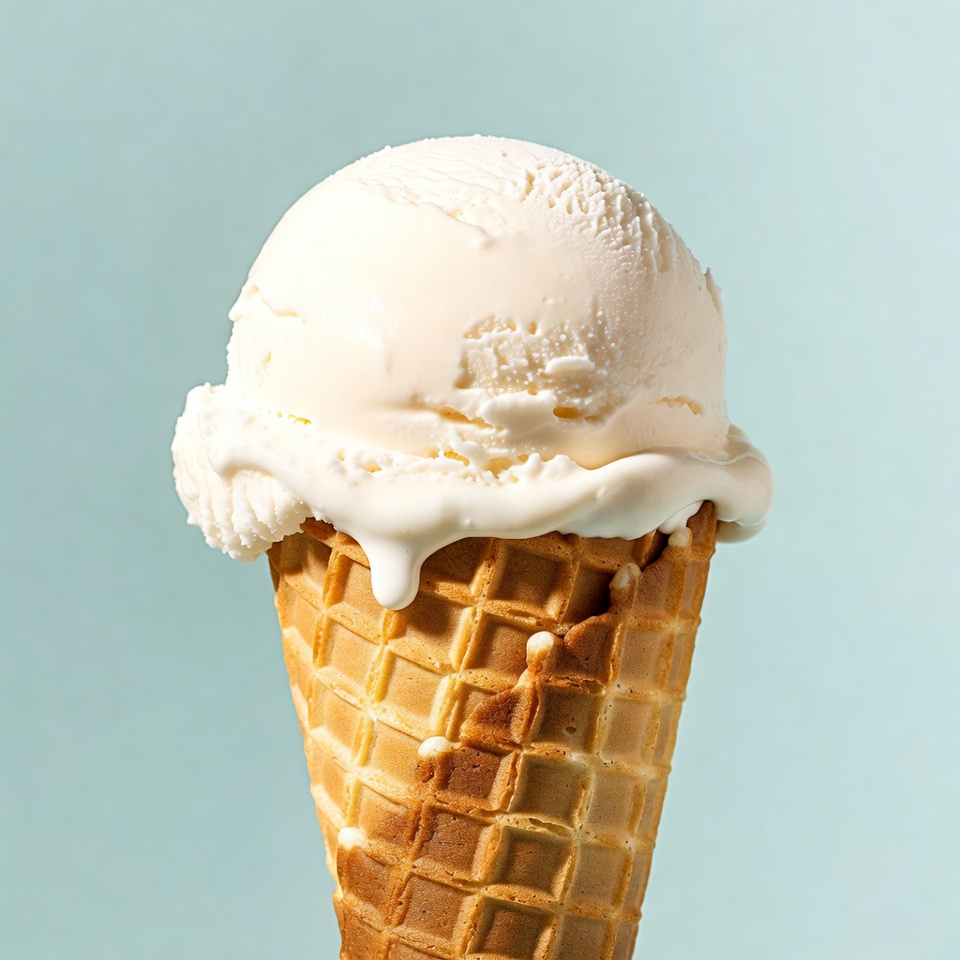 Creamy ice cream cone in focus Creamy ice cream cone in focus