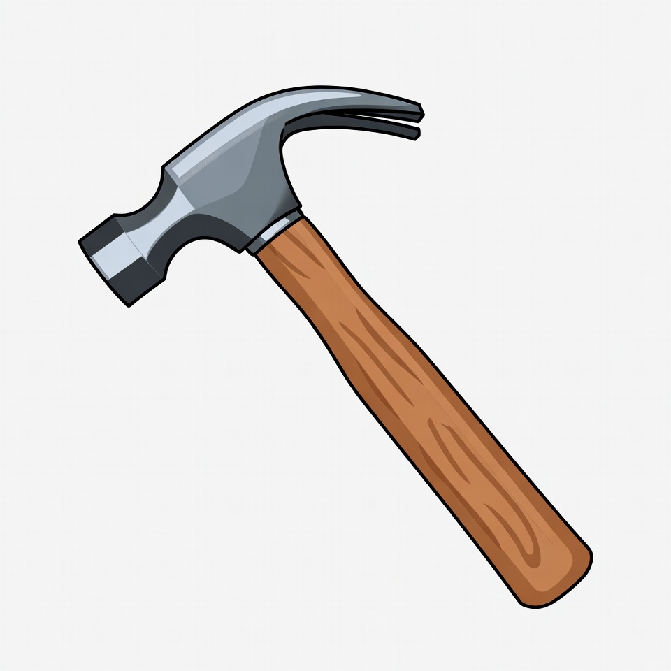 Metal hammer with wooden handle displayed Metal hammer with wooden handle displayed