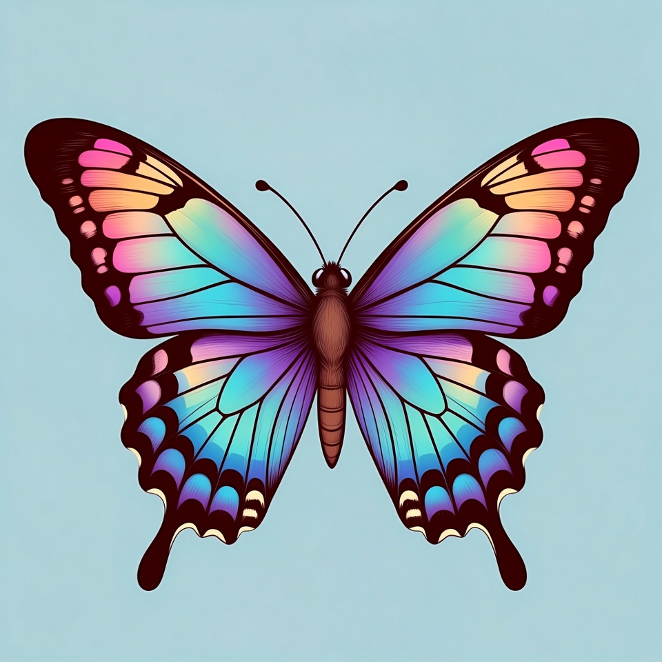 Colorful butterfly on blue background Colorful butterfly on blue background