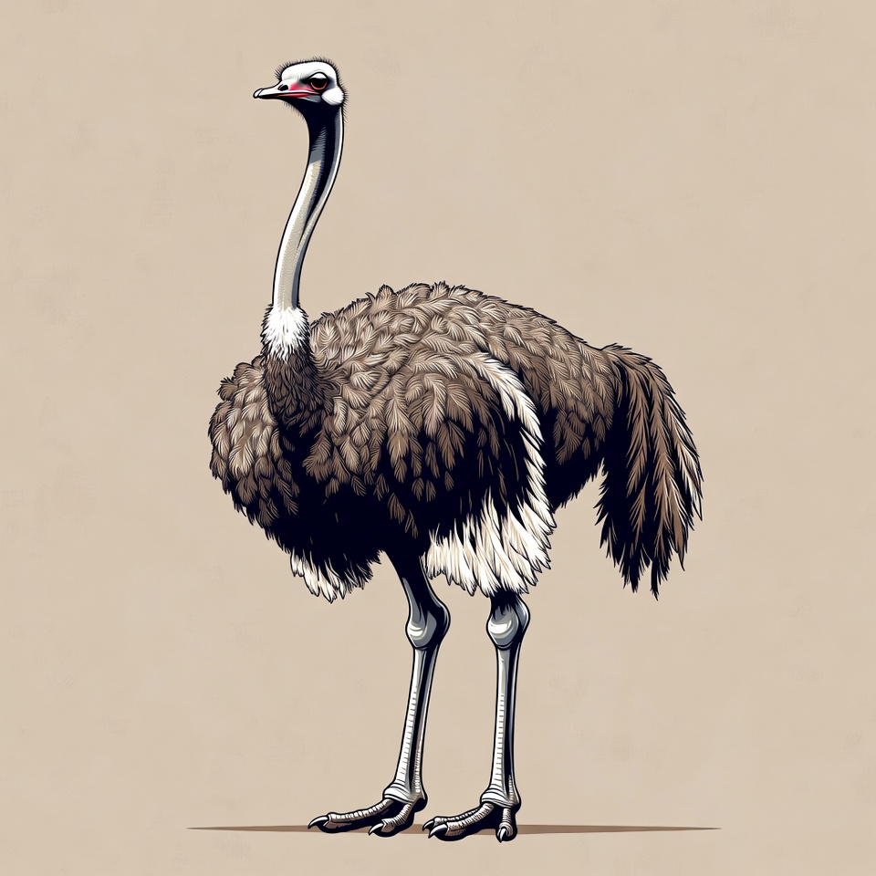 Ostrich standing on plain ground Ostrich standing on plain ground