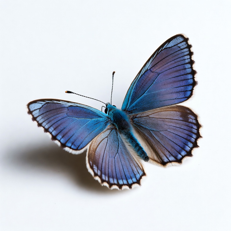 Blue butterfly on white surface Blue butterfly on white surface