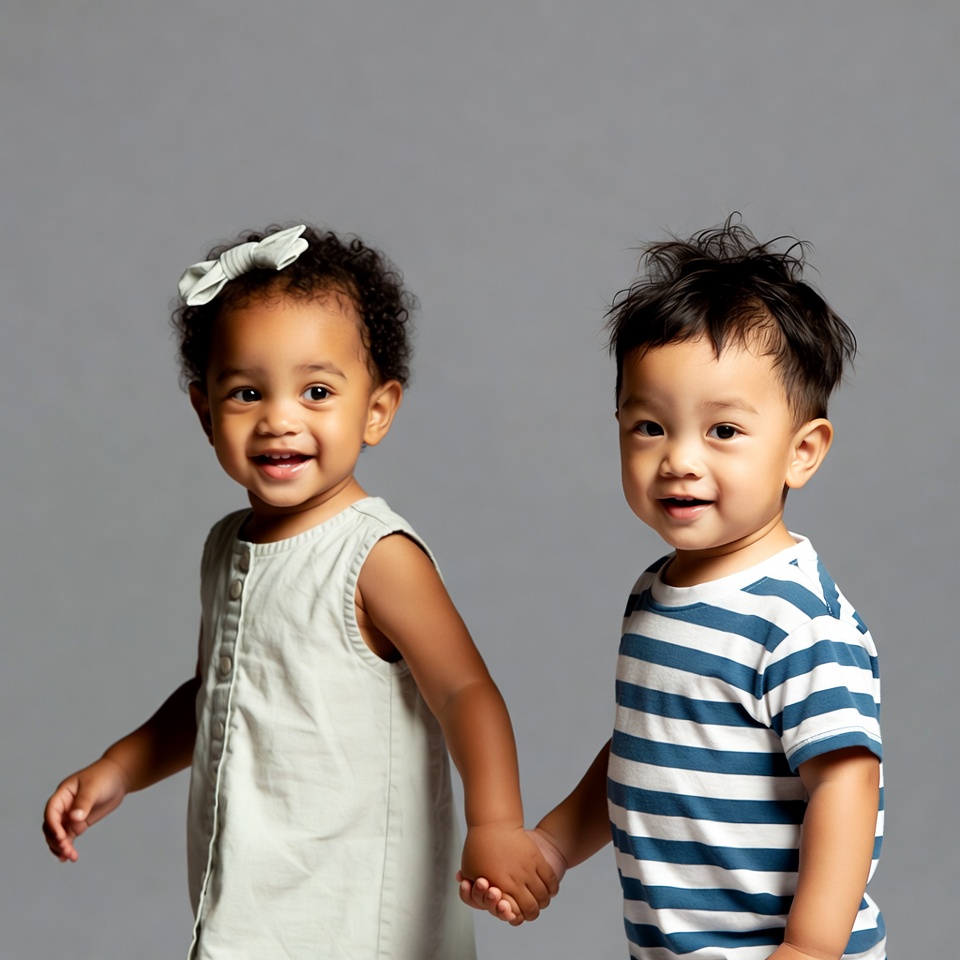 Kids holding hands and smiling together Kids holding hands and smiling together