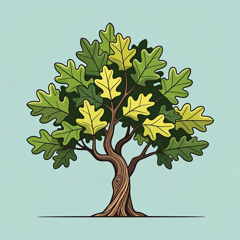 Green oak tree with many leaves Green oak tree with many leaves