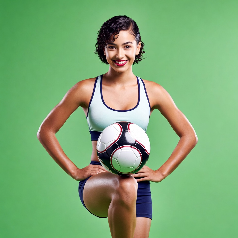 Young woman practices soccer skills Young woman practices soccer skills