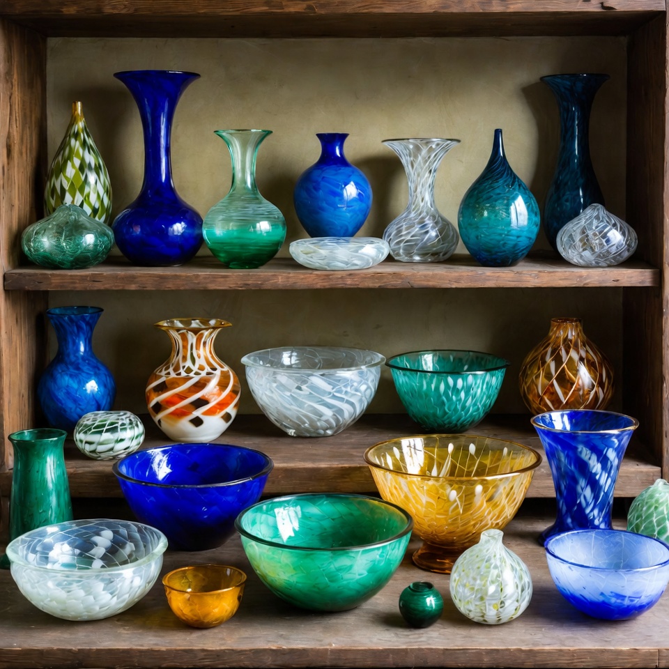 Collection of colorful glass vases Collection of colorful glass vases