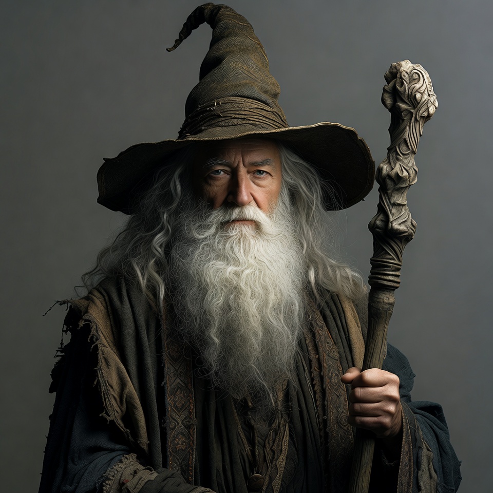 Wise man with a staff and hat Wise man with a staff and hat