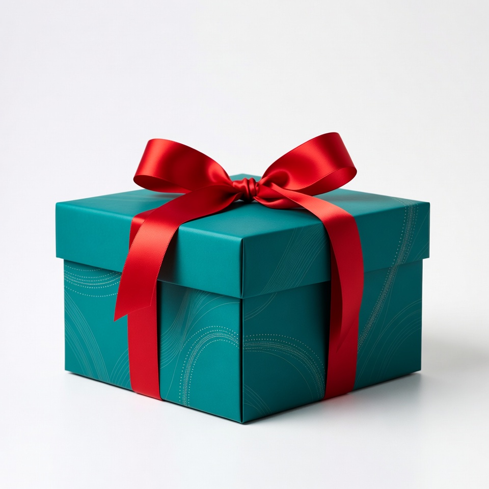Gift box with red ribbon Gift box with red ribbon