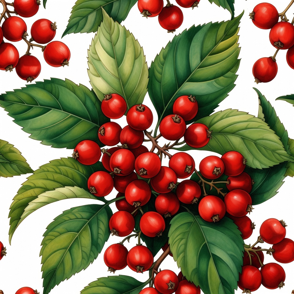 Red berries with green leaves Red berries with green leaves