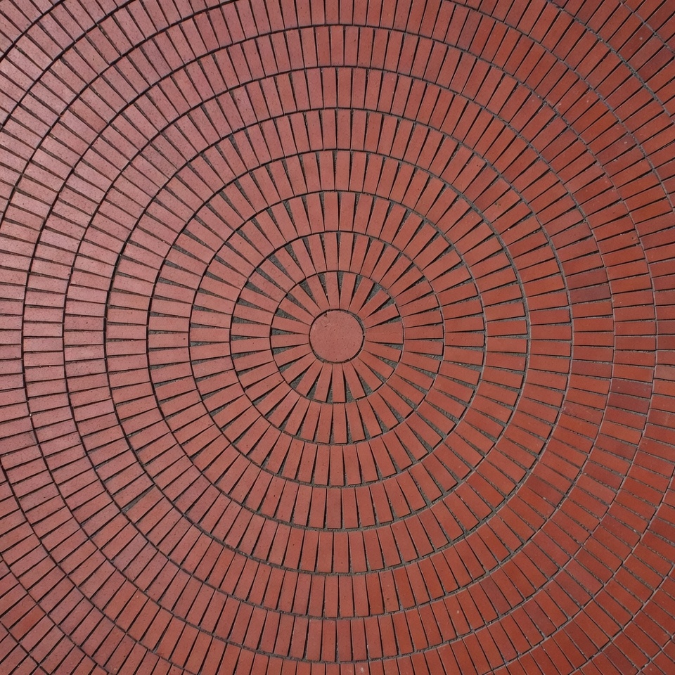 Circular brick pattern on the ground Circular brick pattern on the ground