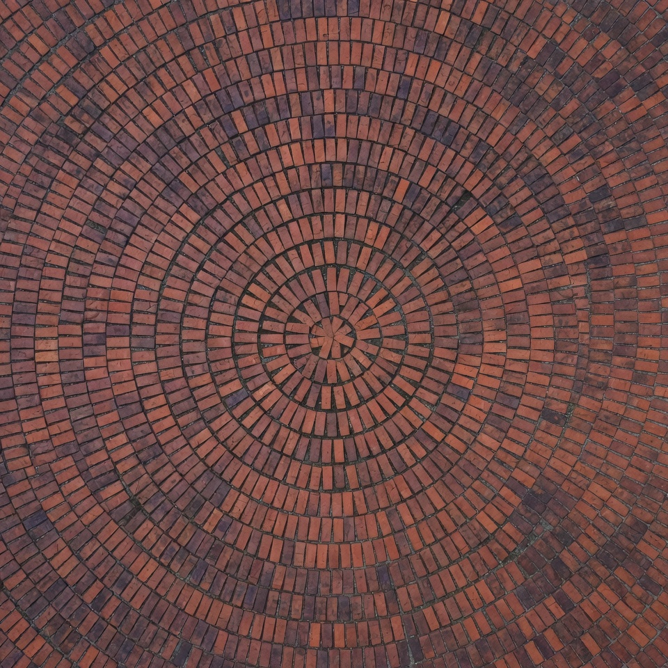 Circular brick pattern on the ground Circular brick pattern on the ground