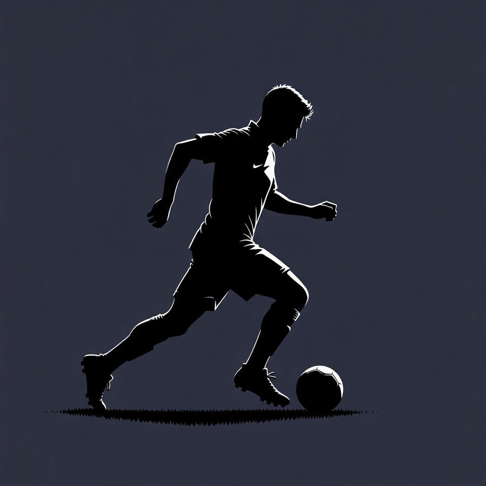 Player runs with soccer ball during game Player runs with soccer ball during game