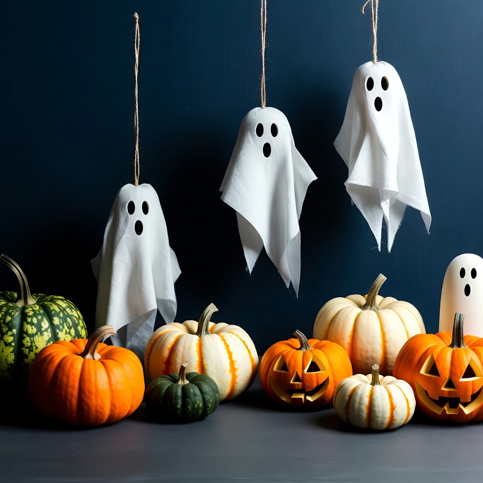 Decorations for halloween with pumpkins Decorations for halloween with pumpkins