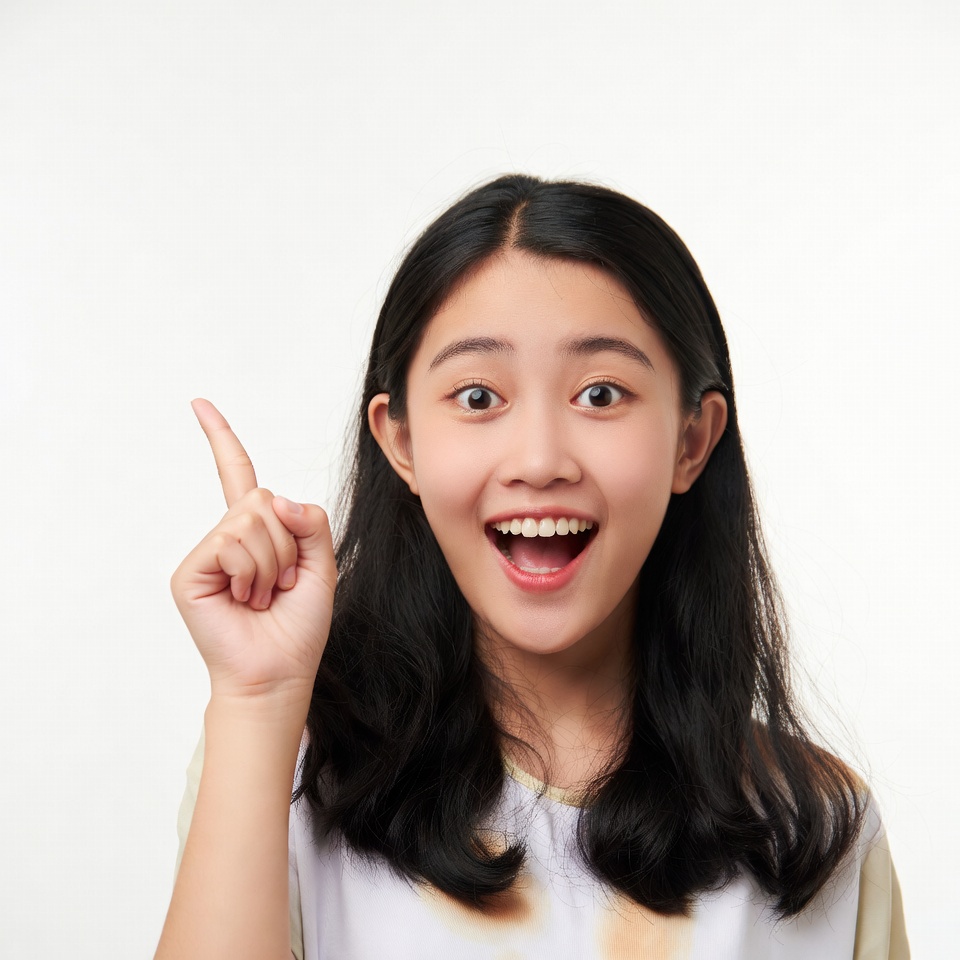 Girl shows excitement and ideas Girl shows excitement and ideas