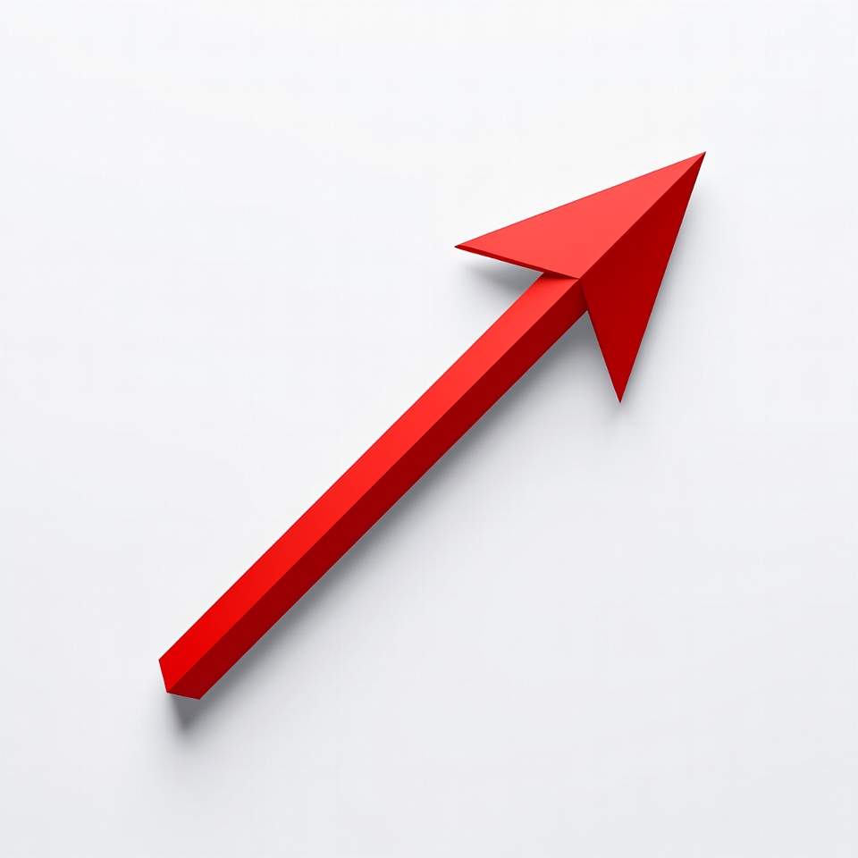 Red arrow pointing upward on a wall Red arrow pointing upward on a wall