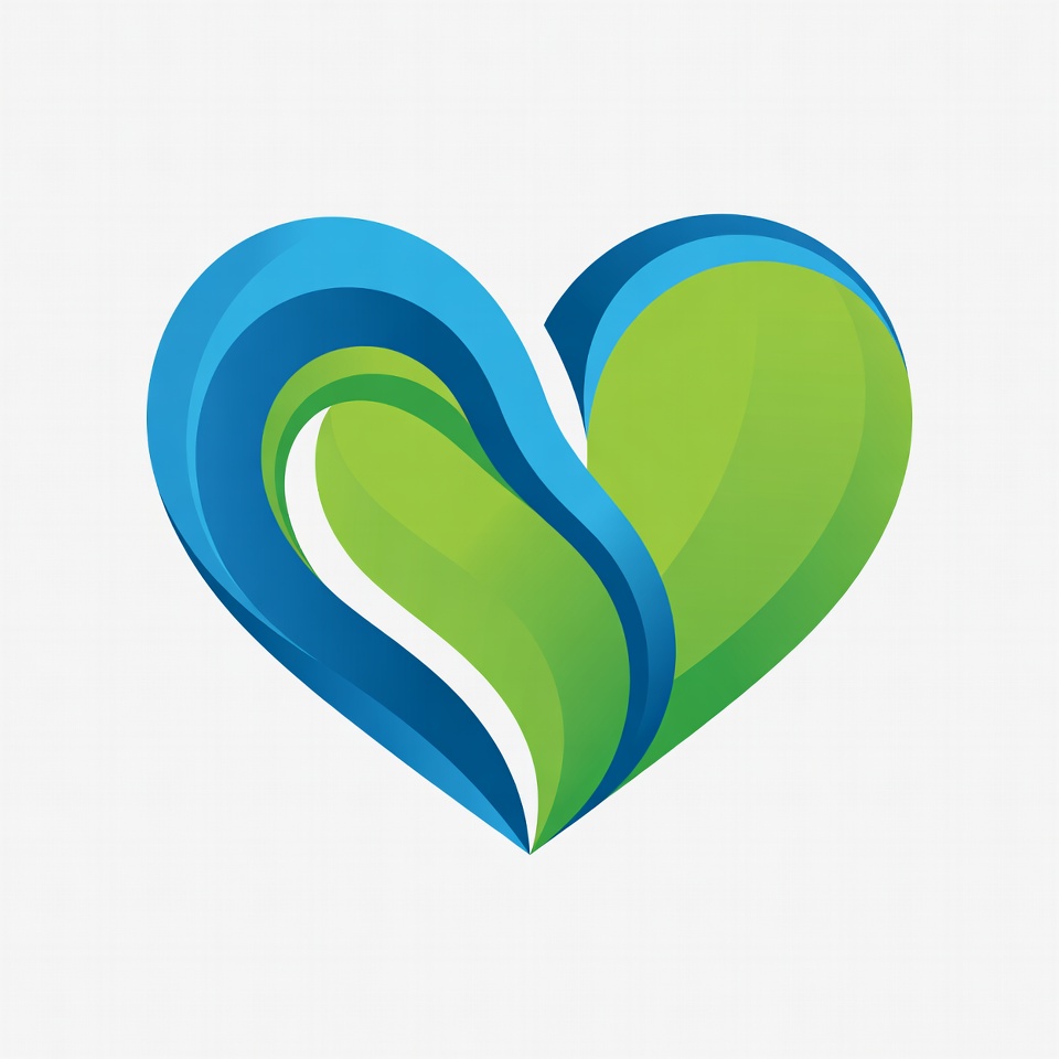 Heart shape design in blue and green Heart shape design in blue and green