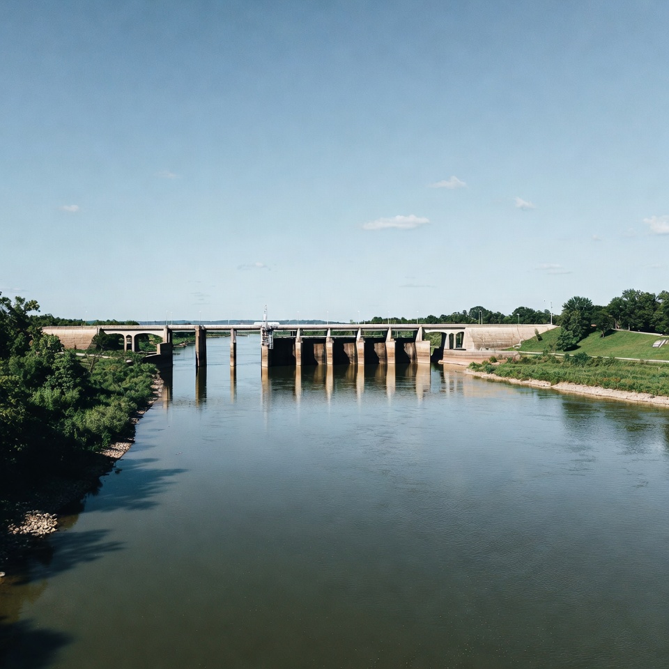 Dam across the river under clear sky Dam across the river under clear sky