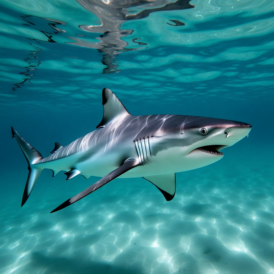 Shark swimming in clear water Shark swimming in clear water
