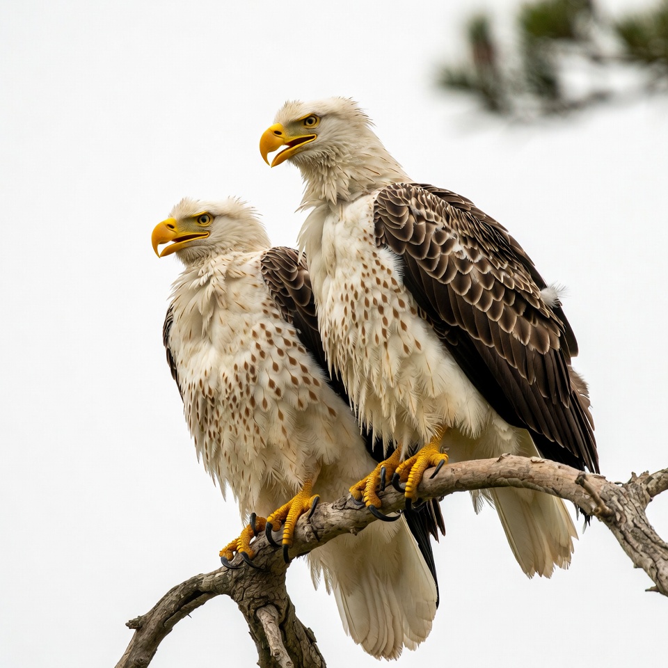Bald eagles perched on a tree branch Bald eagles perched on a tree branch