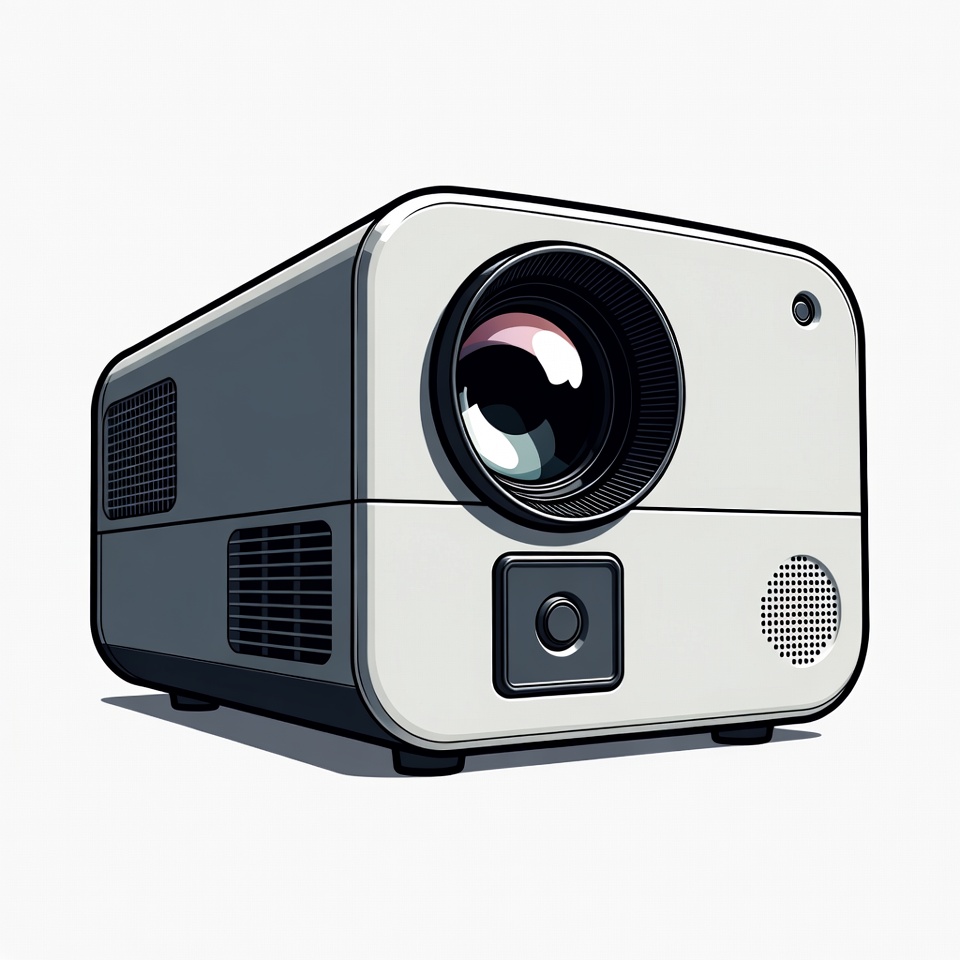 Projector placed on a table in a room Projector placed on a table in a room