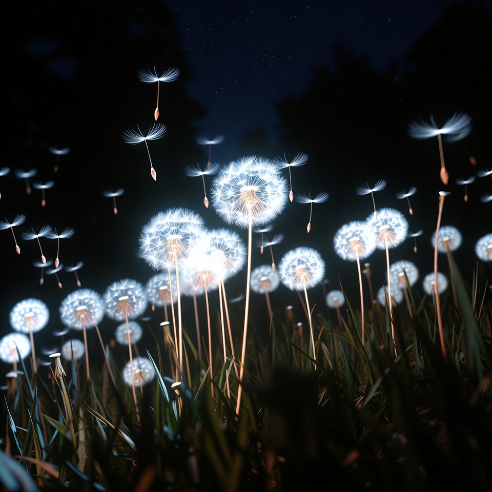 Dandelions under night sky Dandelions under night sky