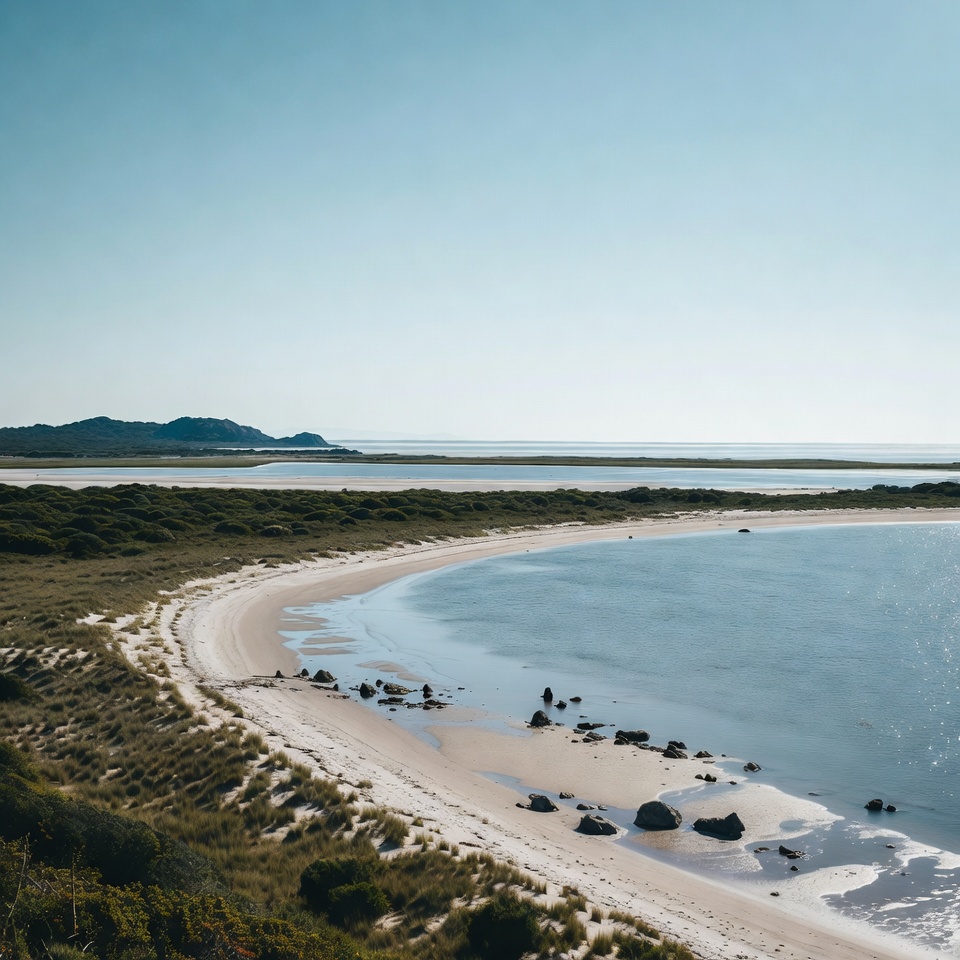Scenic view of coastal landscape with water Scenic view of coastal landscape with water