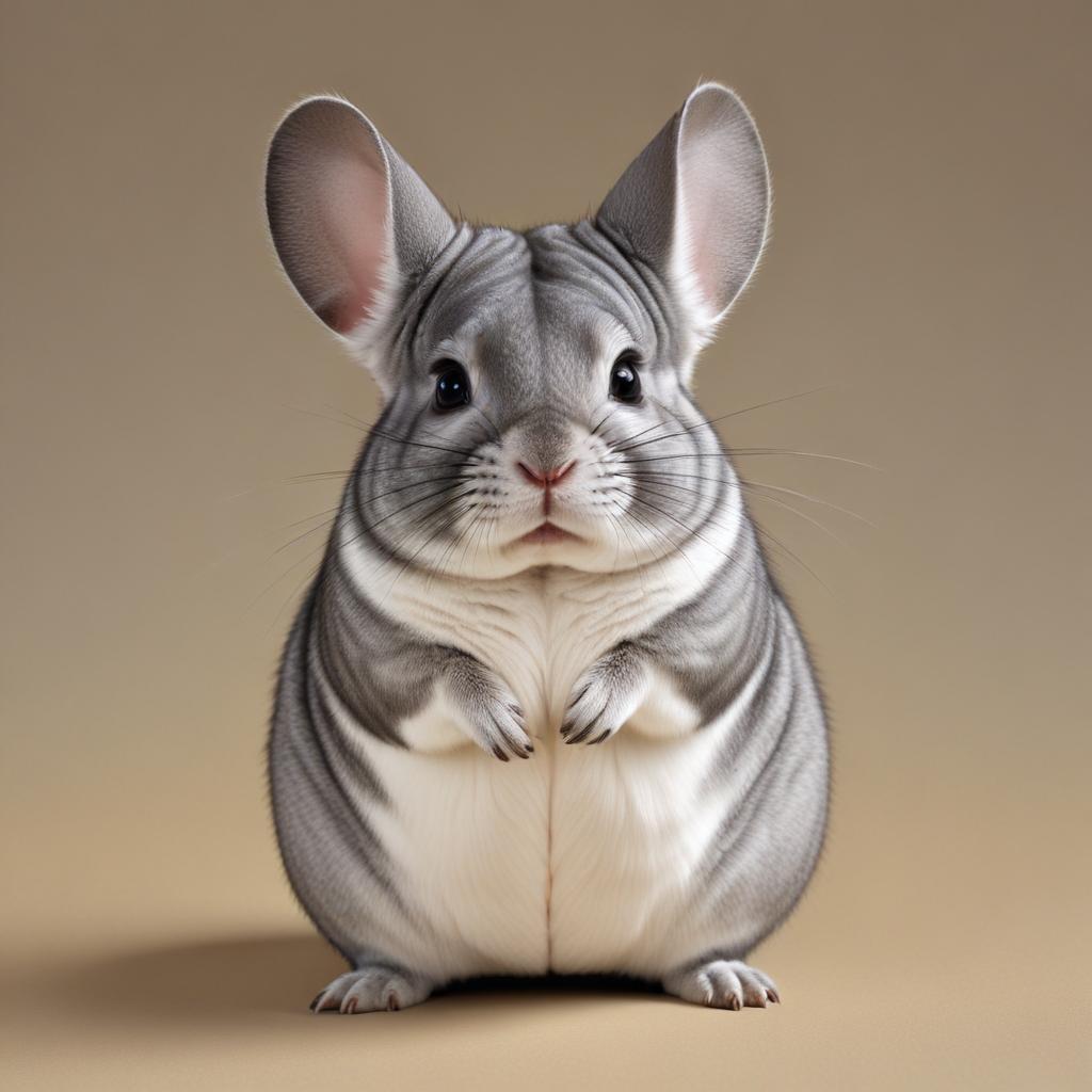 Chinchilla stands in front of plain background Chinchilla stands in front of plain background