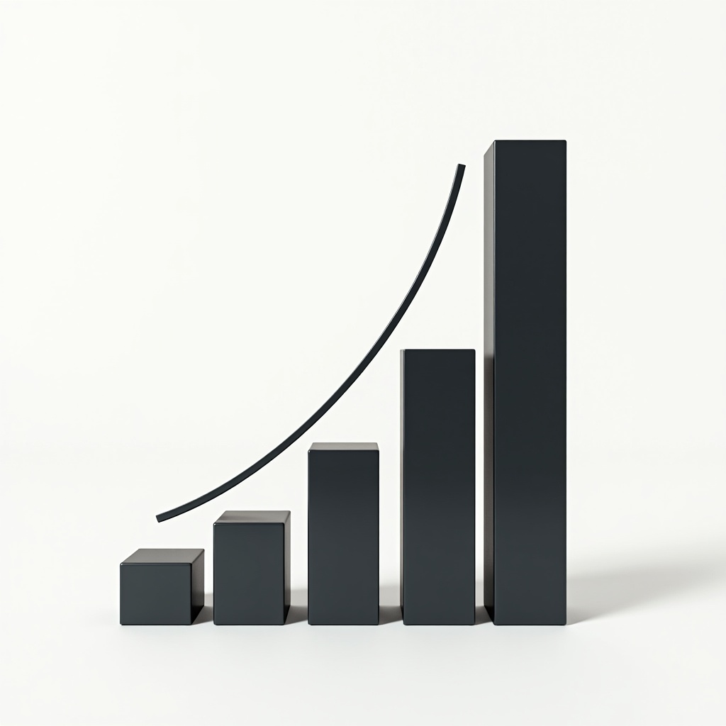 Growth chart with rising trend lines Growth chart with rising trend lines