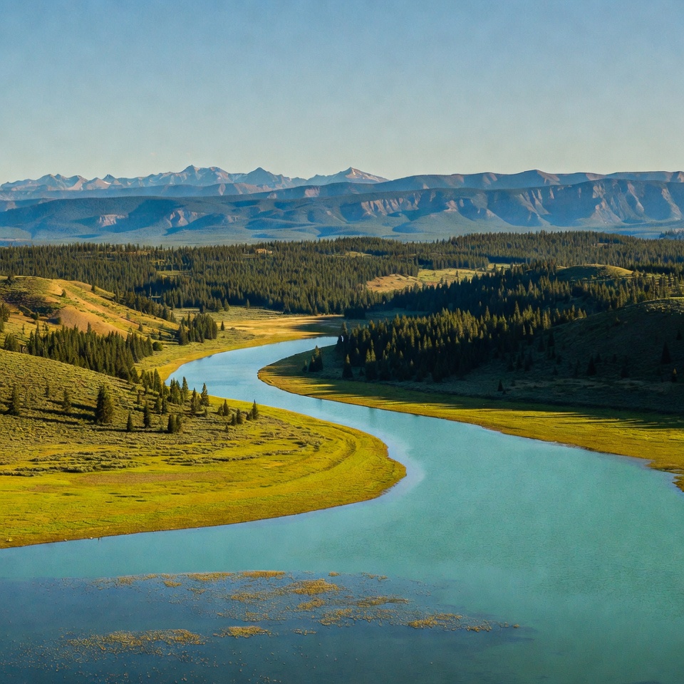 River flows through mountain landscape River flows through mountain landscape